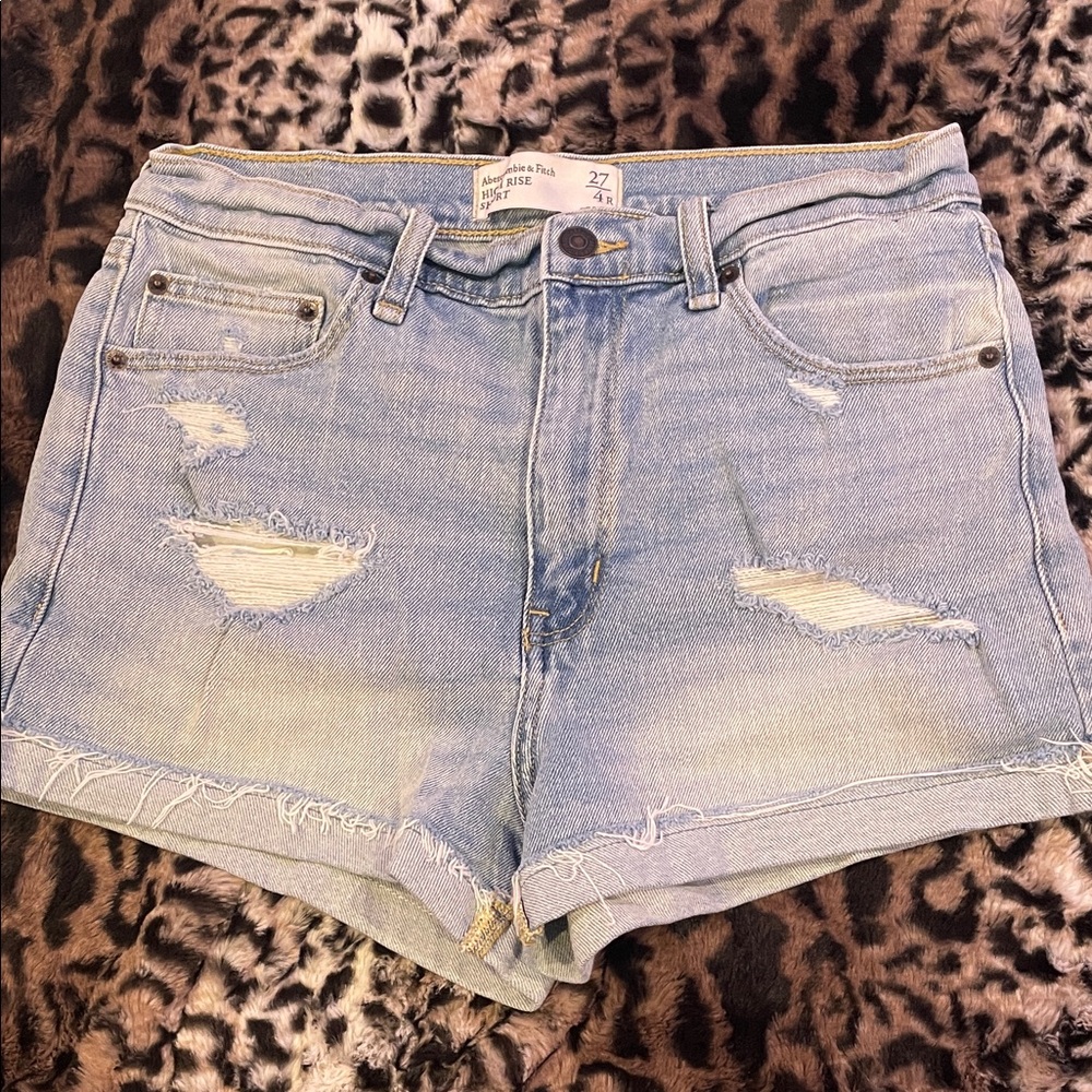 Abercrombie & Fitch Stylish Blue Denim Women High Rise Shorts